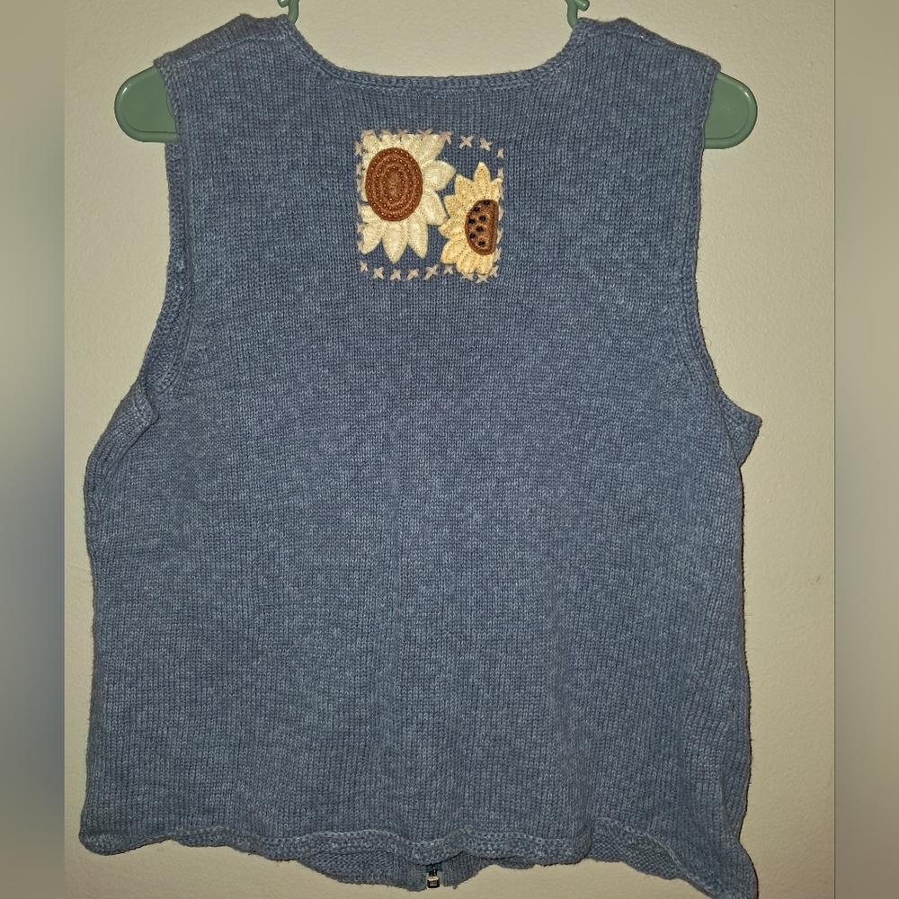 Christopher & Banks Light Blue Embroidered Knit Vest - Picture 4 of 4